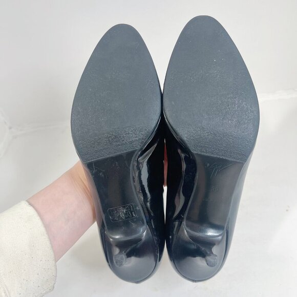 Giuseppe Zanotti Design Black Patent Leather Rounded Toe Pumps Heels Size 9 - Picture 9 of 14